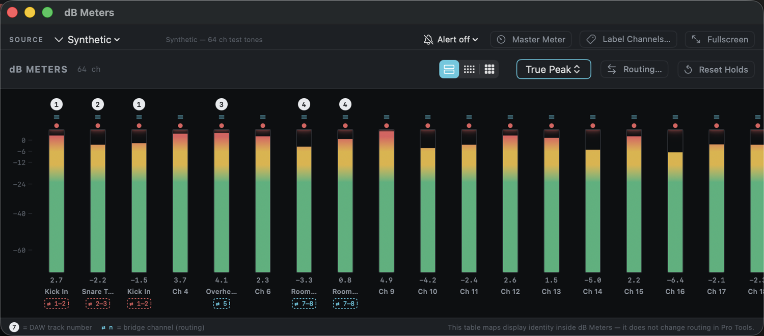 dB Meters, screenshot