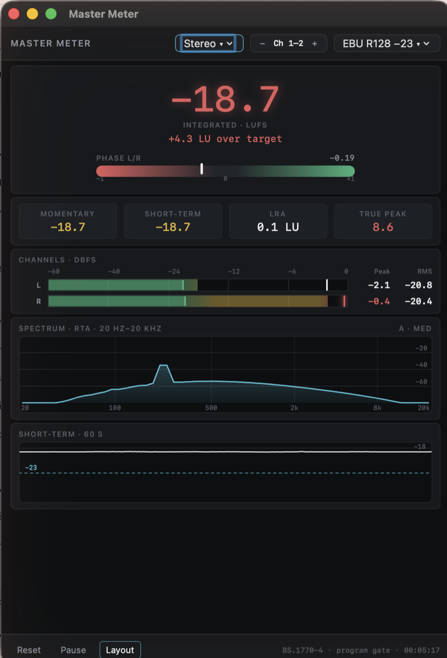 dB Meters, screen 4